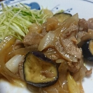 ナスと豚肉の蒸ししょうが焼き